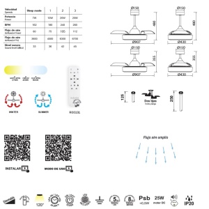 Lustra LED cu Ventilator si telecomanda Mini COIN alb 222929 universul-luminii.ro