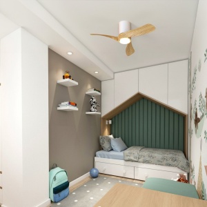 Lustra LED cu Ventilator si telecomanda NEMO II XS alb/lemn