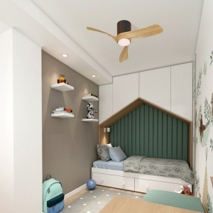 Lustra LED cu Ventilator si telecomanda NEMO II XS negru/lemn - Img 2