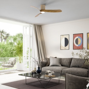 Lustra LED cu Ventilator si telecomanda NEMO M alb/lemn