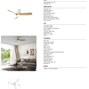 Lustra LED cu Ventilator si telecomanda NEMO M alb/lemn - Img 7