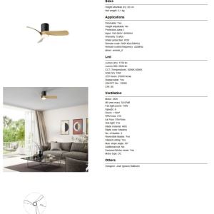Lustra LED cu Ventilator si telecomanda NEMO negru/lemn - Img 7
