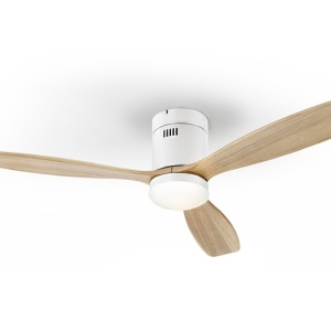 Lustra LED cu Ventilator si telecomanda Siroco D-132cm alb/lemn - Img 6