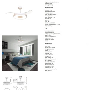 Lustra LED cu Ventilator tavan smart sistem TUYA si telecomanda COIN alb - Img 7