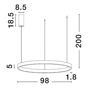 Lustra LED design circular cu iluminat sus si jos ELOWEN alb, diametru 98cm 121799 universul-luminii.ro