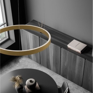 Lustra LED design circular cu iluminat sus si jos ELOWEN auriu, diametru 60cm 121739 universul-luminii.ro