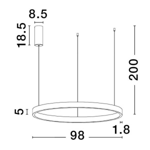 Lustra LED design circular cu iluminat sus si jos ELOWEN negru, diametru 98cm 121729 universul-luminii.ro
