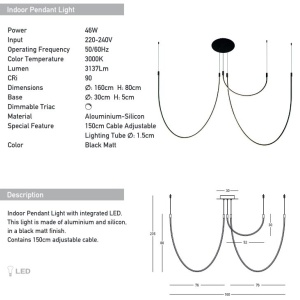 Lustra LED design decorativ modern Tube II L-160cm 154929 universul-luminii.ro