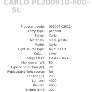 Lustra LED design modern circular CARLO argintiu, diametru 60cm - Img 2