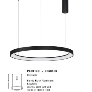 Lustra LED design modern circular PERTINO negru 60W NVL-9853686 75979 universul-luminii.ro