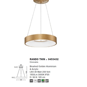 Lustra LED design modern circular RANDO THIN aurie 3000K NVL-9453432 - Img 3