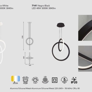 Lustra LED design modern minimalist KITESURF 48W alba 67029 universul-luminii.ro