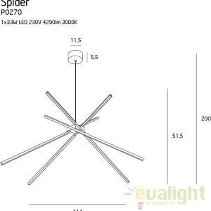 Lustra LED design modern SPIDER P0270 MX 60159 universul-luminii.ro