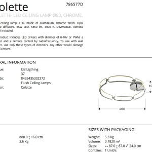 Lustra LED dimabila cu telecomanda design ultra-modern 80cm Colette crom 199729 universul-luminii.ro