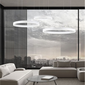 Lustra LED dimabila design circular MOTIF 3 ring alb - Img 2