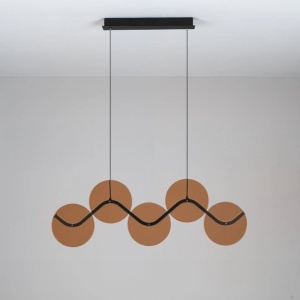 Lustra LED metal negru cu sticla champagne, HALLEY - Img 4