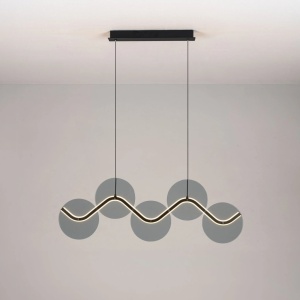 Lustra LED metal negru cu sticla fumurie, HALLEY - Img 4