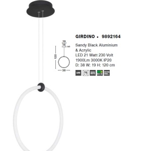 Lustra LED moderna design circular GIRDINO 38cm 90919 universul-luminii.ro