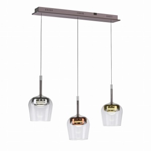 Lustra LED Smart cu Telecomanda, CCT, 3 pendule, Sticla, Multicolor, Q-KON