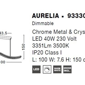 Lustra LED suspendata, cristal design elegant AURELIA crom - Img 4