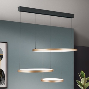 Lustra LED suspendata cu 3 inele SPHERE aurie 155669 universul-luminii.ro
