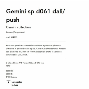 Lustra LED suspendata design circular Gemini sp d061 dali/push negru 143289 universul-luminii.ro