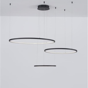 Lustra LED suspendata design circular PURPLE 3 ring neagra 137789 universul-luminii.ro