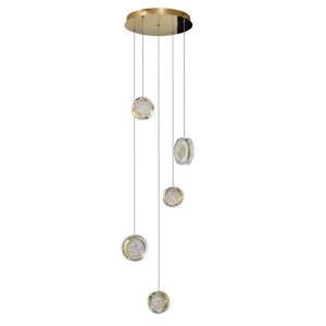 Lustra LED suspendata design decorativ EUFORIA 5 aurie 3-STEP DIMM