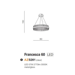 Lustra LED suspendata design elegant FRANCESCA 60 - Img 3