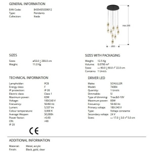 Lustra LED suspendata design elegant Iliada 9L - Img 6