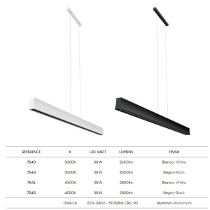 Lustra LED suspendata design liniar HANOK 38W 3000K alba 133509 universul-luminii.ro
