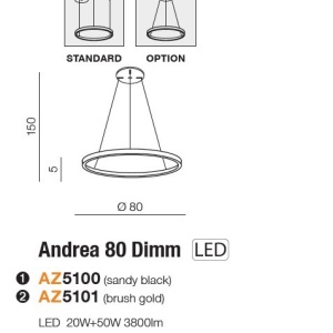 Lustra LED suspendata design modern ANDREA 80 3000K DIMM BK 120489 universul-luminii.ro