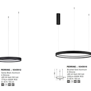 Lustra LED suspendata design modern circular PERRINE D-60cm neagra 175739 universul-luminii.ro