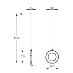 Lustra LED suspendata design modern Girona auriu - Img 2