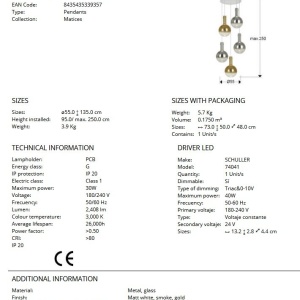 Lustra LED suspendata design modern Matices 5L - Img 6