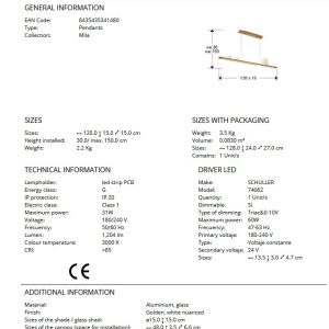 Lustra LED suspendata design modern Mila auriu - Img 6