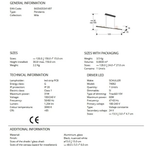 Lustra LED suspendata design modern Mila negru 184729 universul-luminii.ro