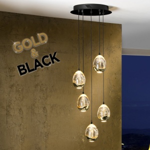 Lustra LED suspendata design modern Rocio negru/auriu - Img 1