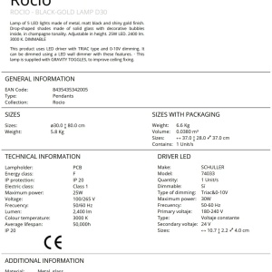 Lustra LED suspendata design modern Rocio negru/auriu - Img 4
