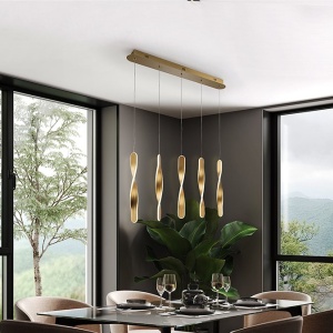 Lustra LED suspendata design modern Twist auriu - Img 2