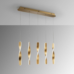 Lustra LED suspendata design modern Twist auriu - Img 5