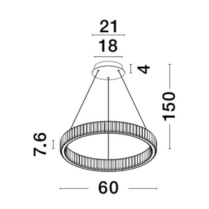 Lustra LED suspendata , dimabila, cristal design elegant AURELIA crom 60cm - Img 3