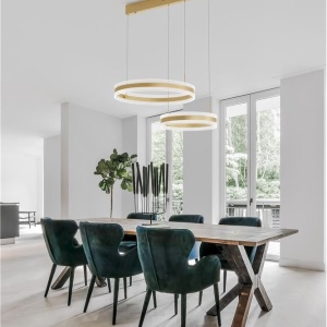 Lustra LED suspendata dimabila, design modern Agos auriu - Img 2