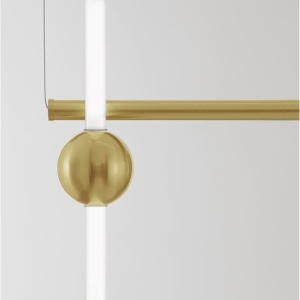 Lustra LED suspendata, dimabila, design modern Neutron auriu - Img 3