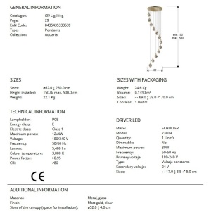 Lustra LED XXL casa scarii design modern decorativ Aquaria 12L aurie 206549 universul-luminii.ro