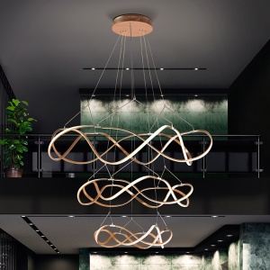 Lustra LED XXL pentru casa scarii design lux 110cm Molly auriu roze SV-763455 78379 universul-luminii.ro