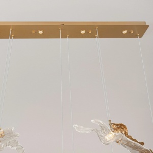 Lustra liniara cu pendule LED otel auriu si sticla transparenta AVESA - Img 8