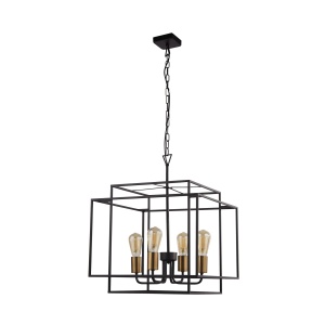 Lustra metalica moderna Crate 4lt Black 4634BK SRT 83479 universul-luminii.ro