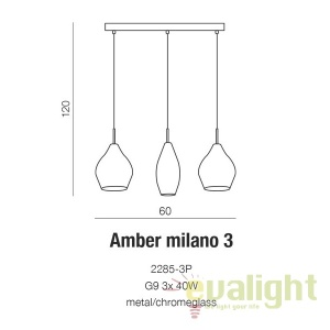 Lustra moderna AMBER MILANO 3 crom 52149 universul-luminii.ro