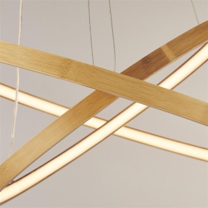 Lustra moderna cu 2 inele LED din bambus X Eternity 139269 universul-luminii.ro